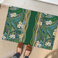 Hawaiian Art Flower Tribal with Lei Rubber Doormat Palaka Pattern Green Color LT03 - Polynesian Pride