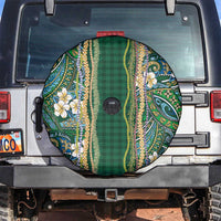 Hawaiian Art Flower Tribal with Lei Spare Tire Cover Palaka Pattern Green Color - Polynesian Pride