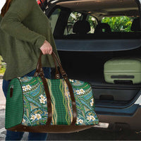 Hawaiian Art Flower Tribal with Lei Travel Bag Palaka Pattern Green Color - Polynesian Pride