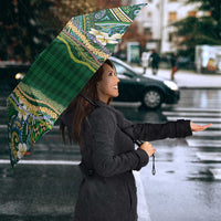 Hawaiian Art Flower Tribal with Lei Umbrella Palaka Pattern Green Color LT03 - Polynesian Pride