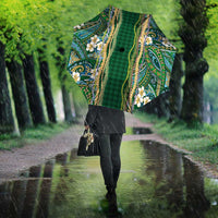 Hawaiian Art Flower Tribal with Lei Umbrella Palaka Pattern Green Color LT03 - Polynesian Pride