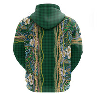 Hawaiian Art Flower Tribal with Lei Zip Hoodie Palaka Pattern Green Color LT03 - Polynesian Pride