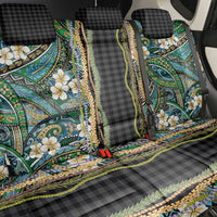 Hawaiian Art Flower Tribal with Lei Back Car Seat Cover Palaka Pattern Black Color LT03 - Polynesian Pride