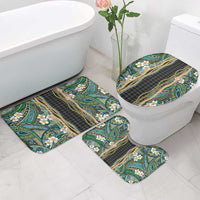 Hawaiian Art Flower Tribal with Lei Bathroom Set Palaka Pattern Black Color LT03 - Polynesian Pride
