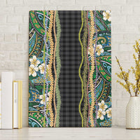 Hawaiian Art Flower Tribal with Lei Canvas Wall Art Palaka Pattern Black Color LT03 Without Frame Black - Polynesian Pride