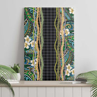 Hawaiian Art Flower Tribal with Lei Canvas Wall Art Palaka Pattern Black Color LT03 - Polynesian Pride