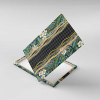 Hawaiian Art Flower Tribal with Lei Canvas Wall Art Palaka Pattern Black Color LT03 With Frame Black - Polynesian Pride