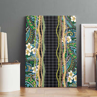 Hawaiian Art Flower Tribal with Lei Canvas Wall Art Palaka Pattern Black Color LT03 - Polynesian Pride