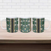 Hawaiian Art Flower Tribal with Lei Ceramic Mug Palaka Pattern Black Color LT03 - Polynesian Pride