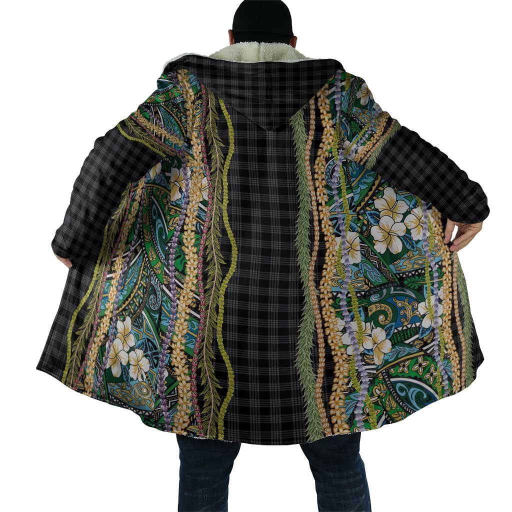 Hawaiian Art Flower Tribal with Lei Cloak Palaka Pattern Black Color LT03 - Polynesian Pride