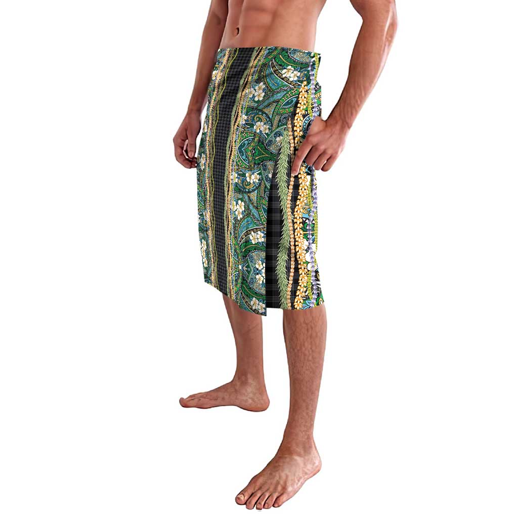 Hawaiian Art Flower Tribal with Lei Lavalava Palaka Pattern Black Color LT03 - Polynesian Pride