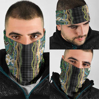 Hawaiian Art Flower Tribal with Lei Neck Gaiter Palaka Pattern Black Color LT03 - Polynesian Pride