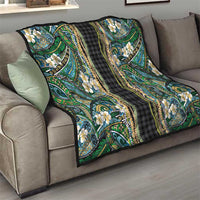 Hawaiian Art Flower Tribal with Lei Quilt Palaka Pattern Black Color - Polynesian Pride