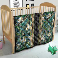 Hawaiian Art Flower Tribal with Lei Quilt Palaka Pattern Black Color - Polynesian Pride