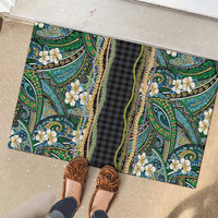 Hawaiian Art Flower Tribal with Lei Rubber Doormat Palaka Pattern Black Color LT03 - Polynesian Pride