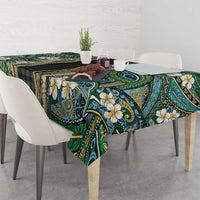 Hawaiian Art Flower Tribal with Lei Tablecloth Palaka Pattern Black Color LT03 - Polynesian Pride