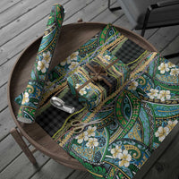 Hawaiian Art Flower Tribal with Lei Wrapping Paper Palaka Pattern Black Color LT03 - Polynesian Pride