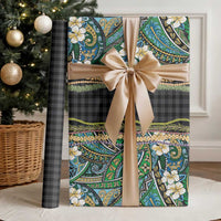 Hawaiian Art Flower Tribal with Lei Wrapping Paper Palaka Pattern Black Color LT03 - Polynesian Pride