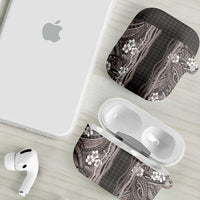 Hawaiian Art Flower Tribal with Lei AirPods Case Palaka Pattern Grayscale - Polynesian Pride