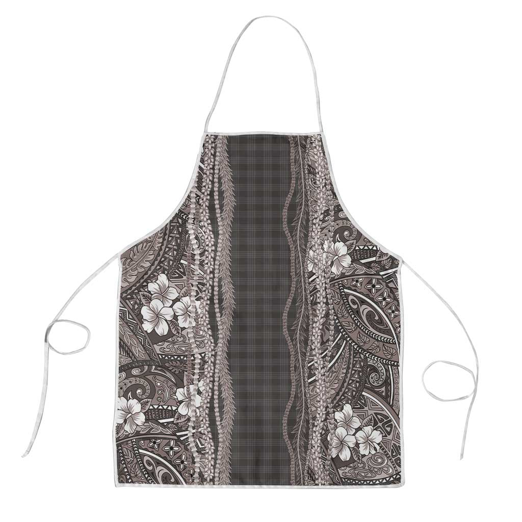Hawaiian Art Flower Tribal with Lei Apron Palaka Pattern Grayscale - Polynesian Pride