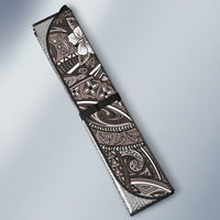 Hawaiian Art Flower Tribal with Lei Auto Sun Shade Palaka Pattern Grayscale LT03 - Polynesian Pride