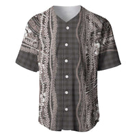 Hawaiian Art Flower Tribal with Lei Baseball Jersey Palaka Pattern Grayscale - Polynesian Pride