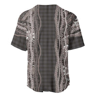 Hawaiian Art Flower Tribal with Lei Baseball Jersey Palaka Pattern Grayscale - Polynesian Pride