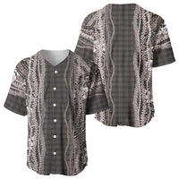 Hawaiian Art Flower Tribal with Lei Baseball Jersey Palaka Pattern Grayscale - Polynesian Pride