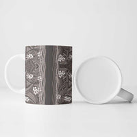 Hawaiian Art Flower Tribal with Lei Ceramic Mug Palaka Pattern Grayscale LT03 - Polynesian Pride