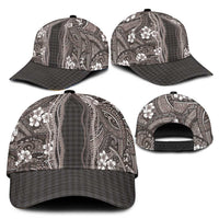 Hawaiian Art Flower Tribal with Lei Classic Cap Palaka Pattern Grayscale LT03 - Polynesian Pride