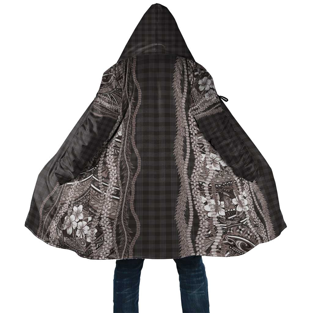 Hawaiian Art Flower Tribal with Lei Cloak Palaka Pattern Grayscale LT03 Unisex Gray - Polynesian Pride