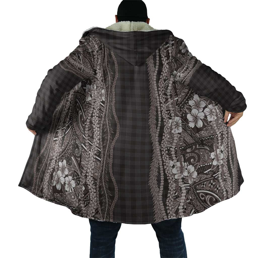 Hawaiian Art Flower Tribal with Lei Cloak Palaka Pattern Grayscale LT03 - Polynesian Pride