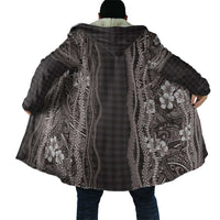 Hawaiian Art Flower Tribal with Lei Cloak Palaka Pattern Grayscale LT03 - Polynesian Pride