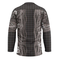 Hawaiian Art Flower Tribal with Lei Hockey Jersey Palaka Pattern Grayscale - Polynesian Pride