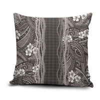 Hawaiian Art Flower Tribal with Lei Pillow Cover Palaka Pattern Grayscale - Polynesian Pride