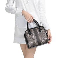 Hawaiian Art Flower Tribal with Lei Shoulder Handbag Palaka Pattern Grayscale LT03 - Polynesian Pride