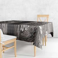 Hawaiian Art Flower Tribal with Lei Tablecloth Palaka Pattern Grayscale LT03 - Polynesian Pride