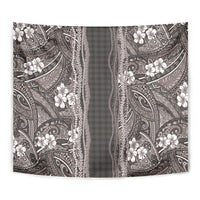 Hawaiian Art Flower Tribal with Lei Tapestry Palaka Pattern Grayscale - Polynesian Pride