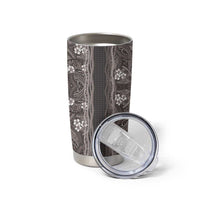 Hawaiian Art Flower Tribal with Lei Tumbler Cup Palaka Pattern Grayscale - Polynesian Pride