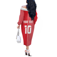 Custom Tahiti Football-Iron Warriors Off The Shoulder Long Sleeve Dress