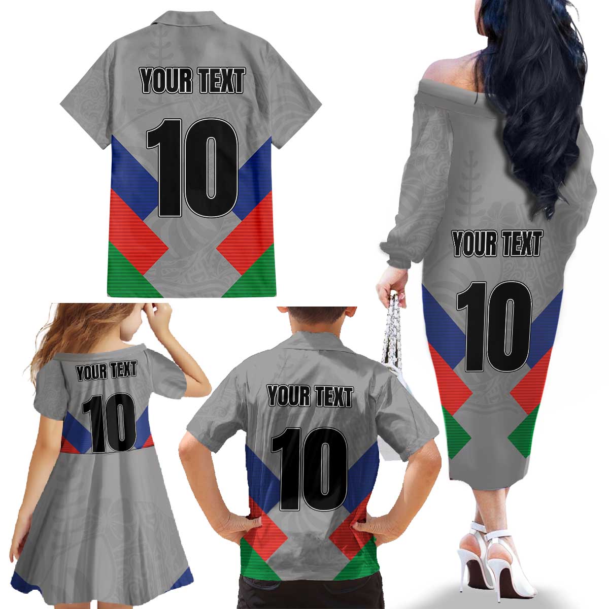 Custom New Caledonia-The Kagus Family Matching Off The Shoulder Long Sleeve Dress and Hawaiian Shirt