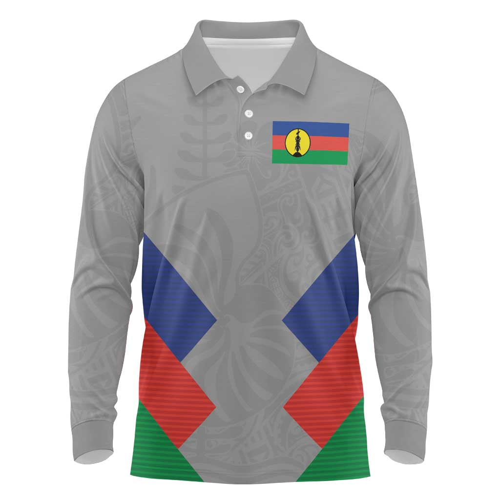 Custom New Caledonia-The Kagus Long Sleeve Polo Shirt