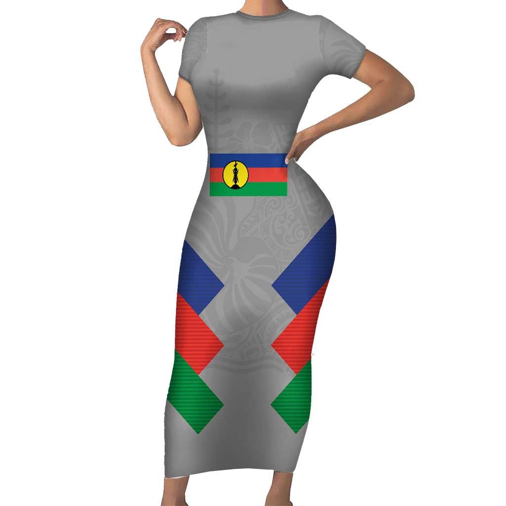 Custom New Caledonia-The Kagus Short Sleeve Bodycon Dress