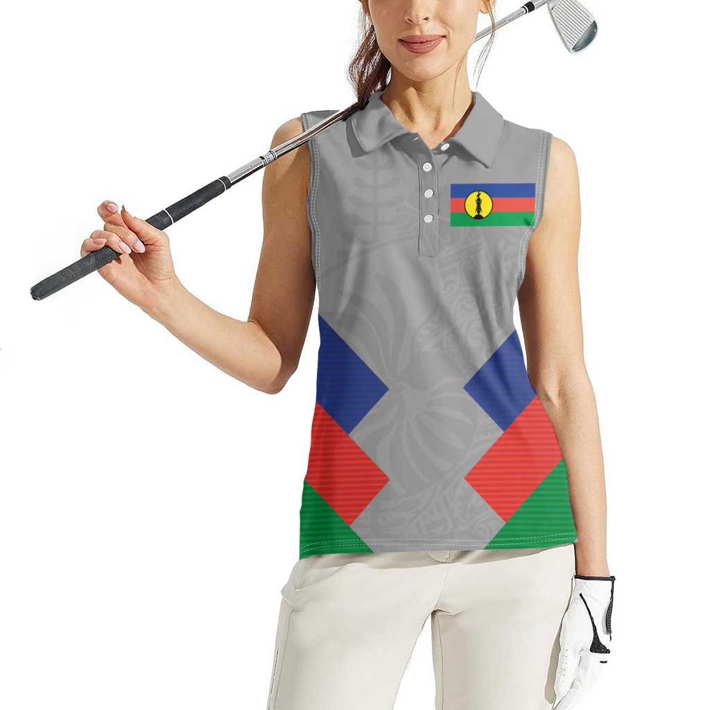 Custom New Caledonia-The Kagus Women Sleeveless Polo Shirt