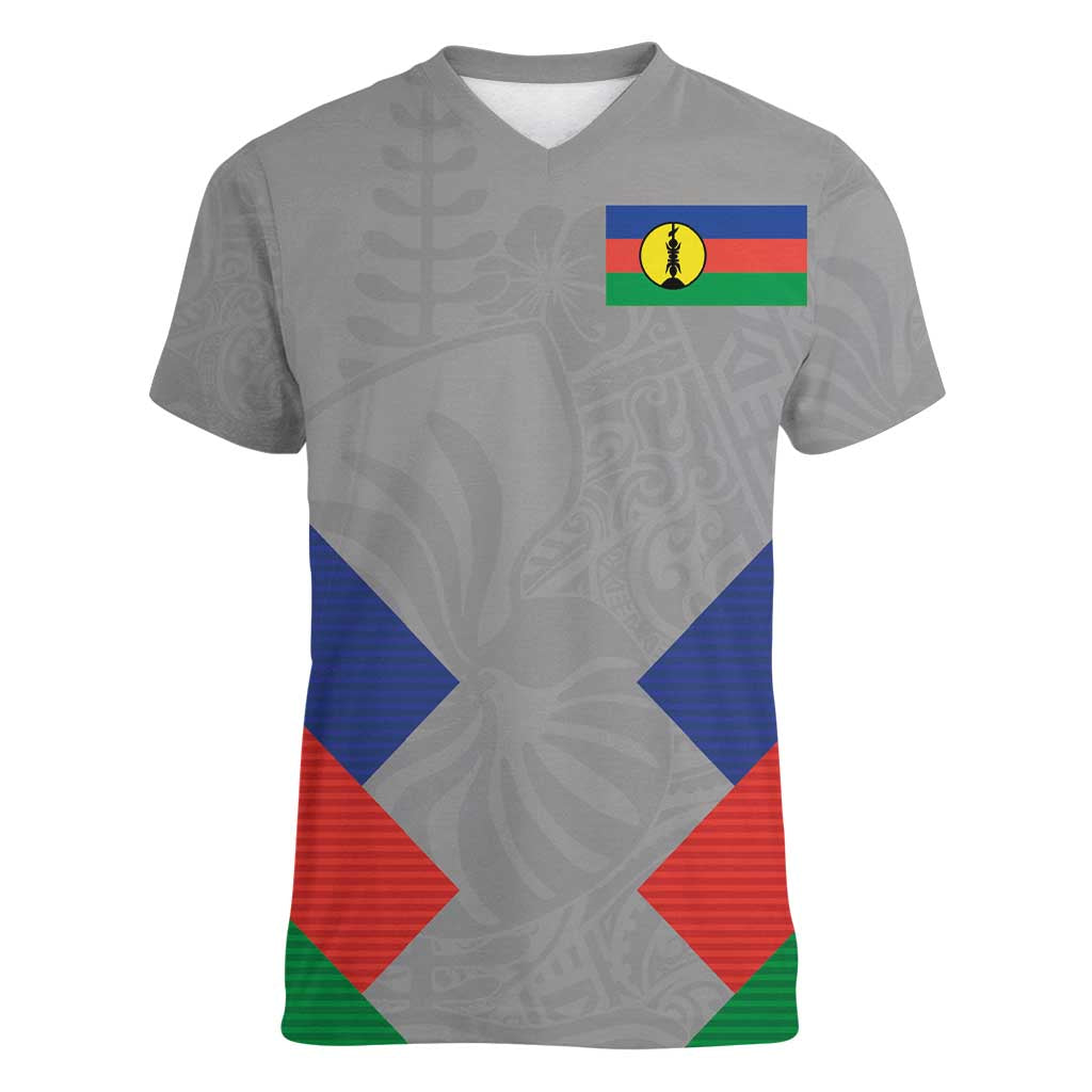 Custom New Caledonia-The Kagus Women V-Neck T-Shirt