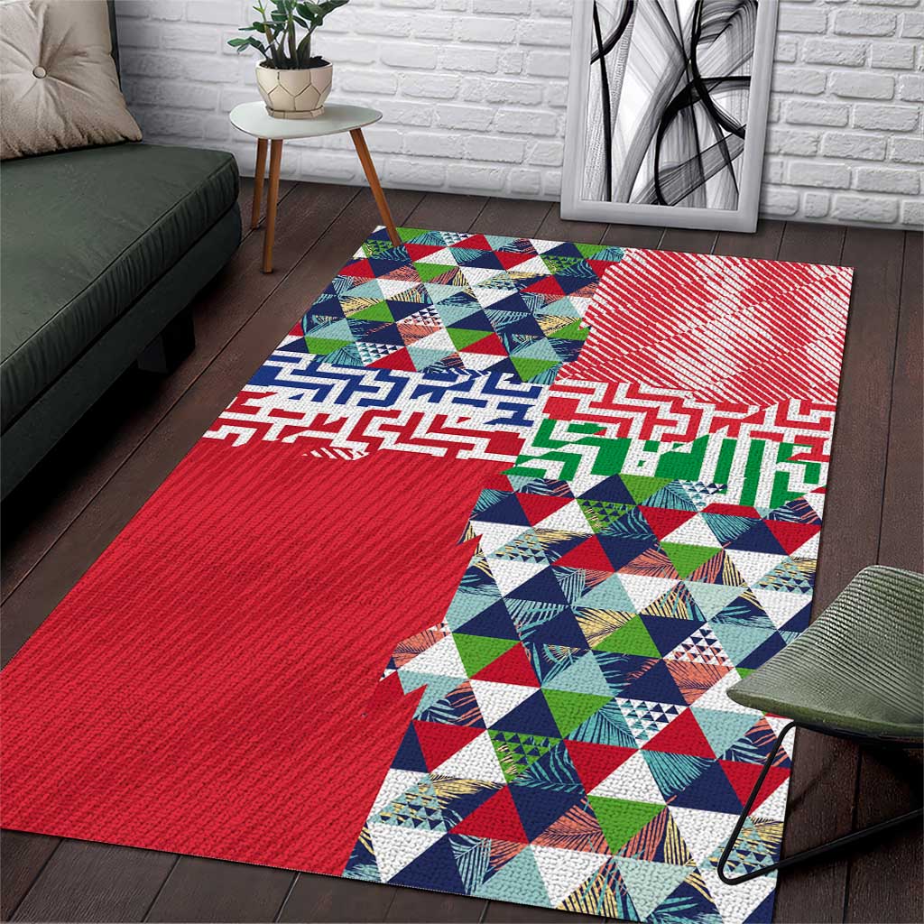 Hawaiian Floral Kakau Tropical Leaves-Sporty Style Area Rug