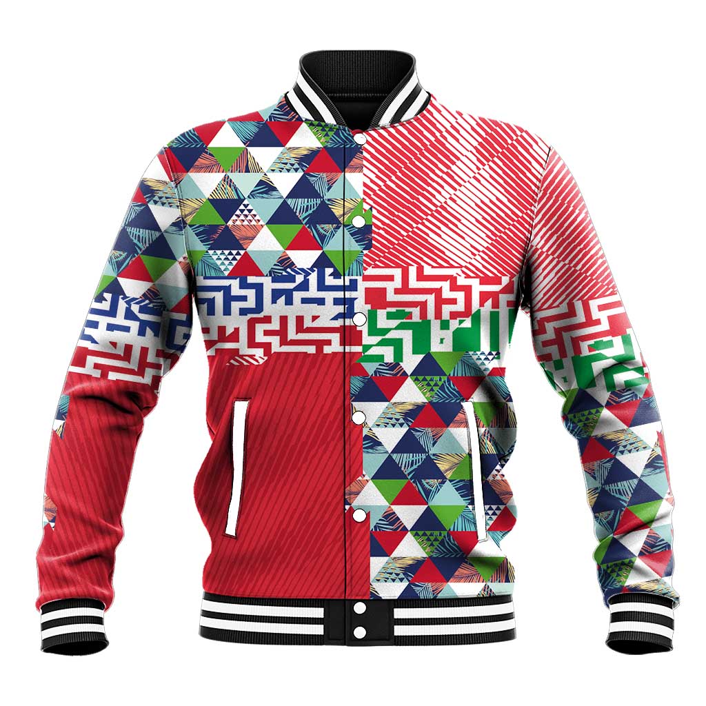 Hawaiian Floral Kakau Tropical Leaves-Sporty Style Baseball Jacket LT03 Unisex Art - Polynesian Pride
