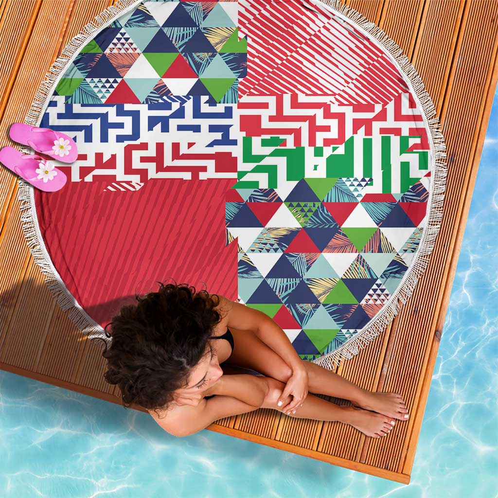 Hawaiian Floral Kakau Tropical Leaves-Sporty Style Beach Blanket LT03 - Polynesian Pride