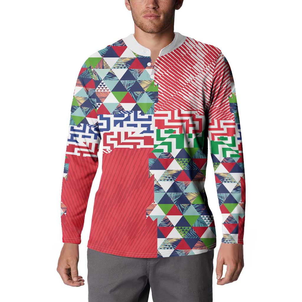 Hawaiian Floral Kakau Tropical Leaves-Sporty Style Button Sweatshirt LT03 - Polynesian Pride