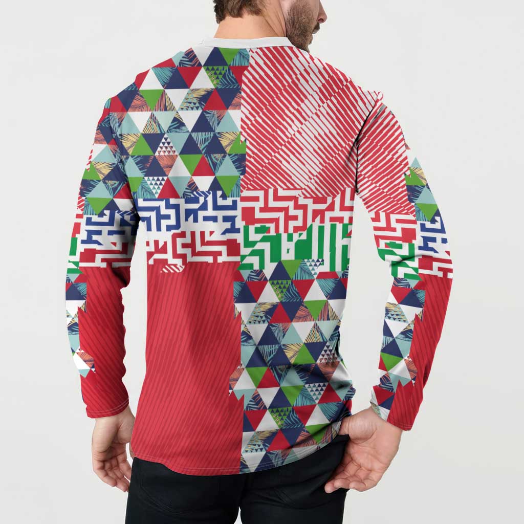 Hawaiian Floral Kakau Tropical Leaves-Sporty Style Button Sweatshirt LT03 - Polynesian Pride
